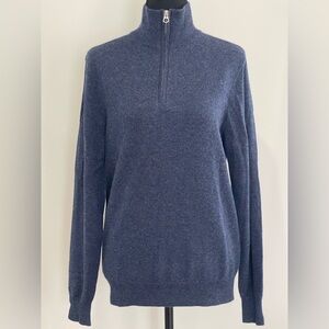 New J. Crew S 100% Cashmere Men's Blue Half-Zip Sweater 549